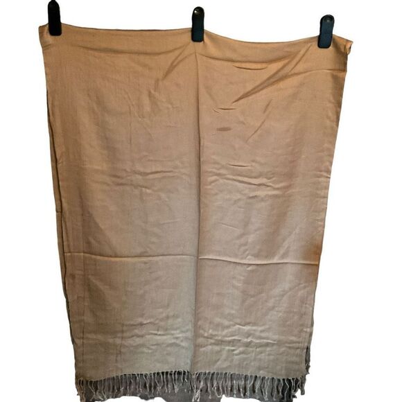 Pashmina Wrap Scarf Fringe Edge Golden Tan Color Women 28.5”x74” - Picture 10 of 12